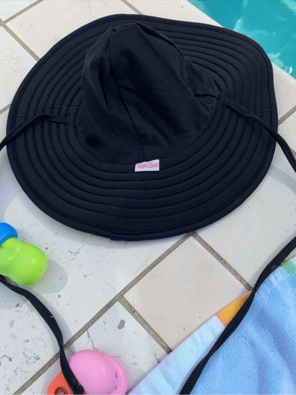 Ruffle Butts Baby Swim Beach Hat Black